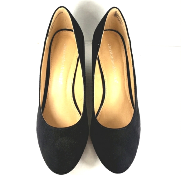 Christopher & Banks Fuax Suede Black Slip On Wedge 2.5' Inch. Women's Size 9 M. - Picture 4 of 8